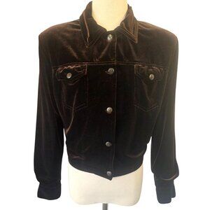 Vintage Equestrian Designs Brown Velvet Jacket Women SP USA Western Style 80s/90